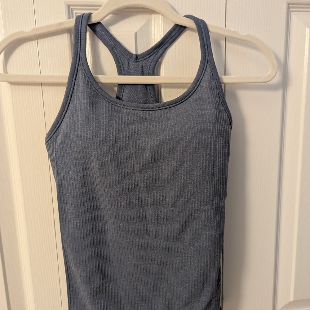 Women's Blue Ribbed Tank Top
